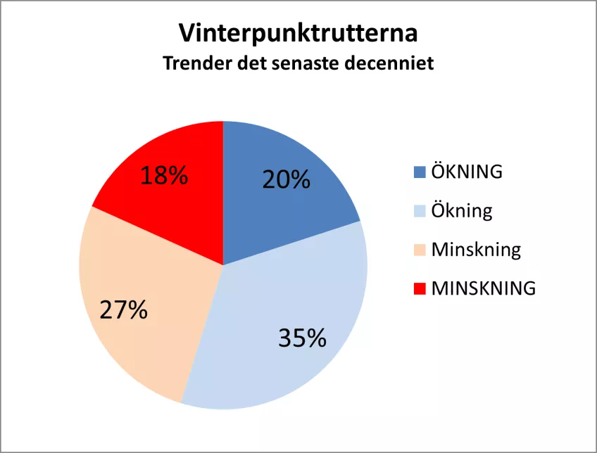 Trender de senaste 10 åren hos övervintrande fåglar i Sverige