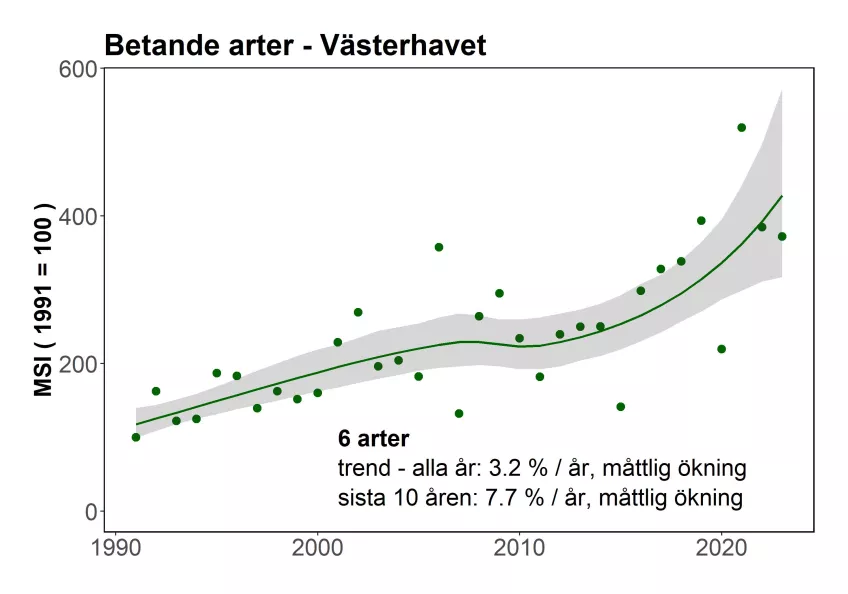 En trend för betande arter i Västerhavet